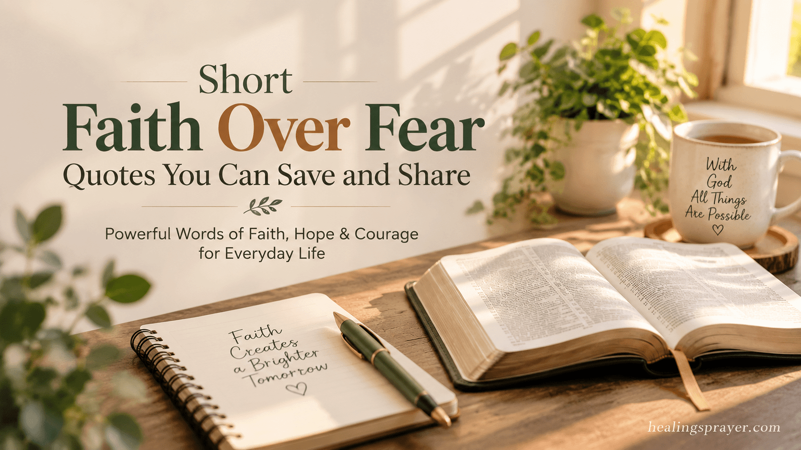  Journal and pen representing short faith over fear quotes to reflect on