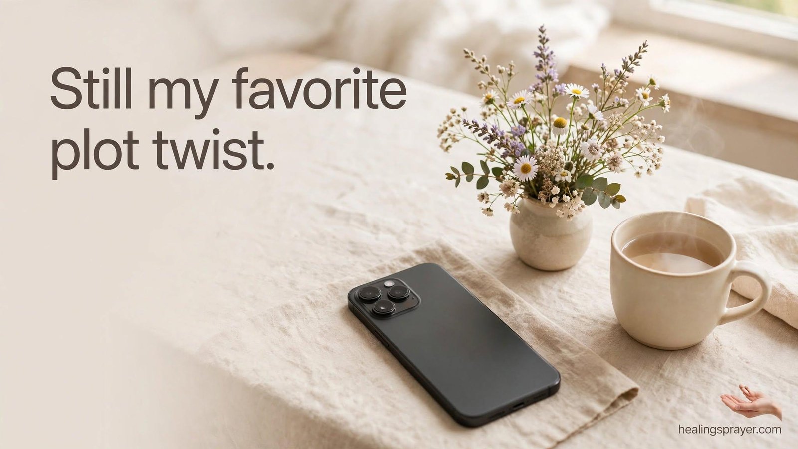 Smartphone and flowers scene representing romantic love quotes for social media captions