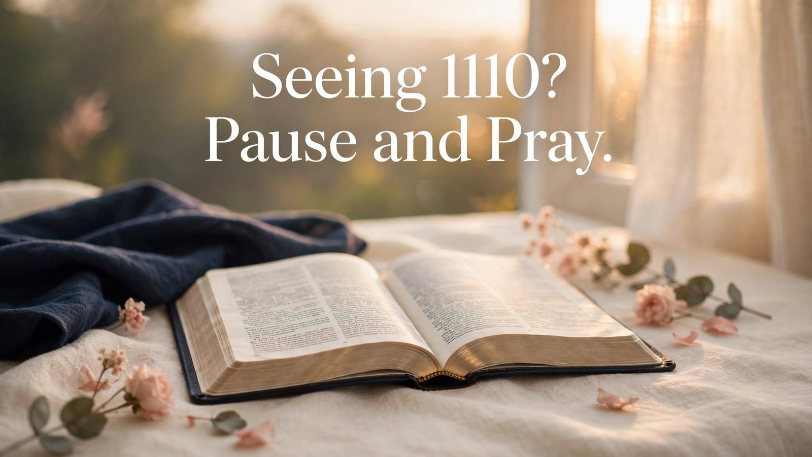 Open Bible with soft morning light, representing the meaning of angel number 1110
