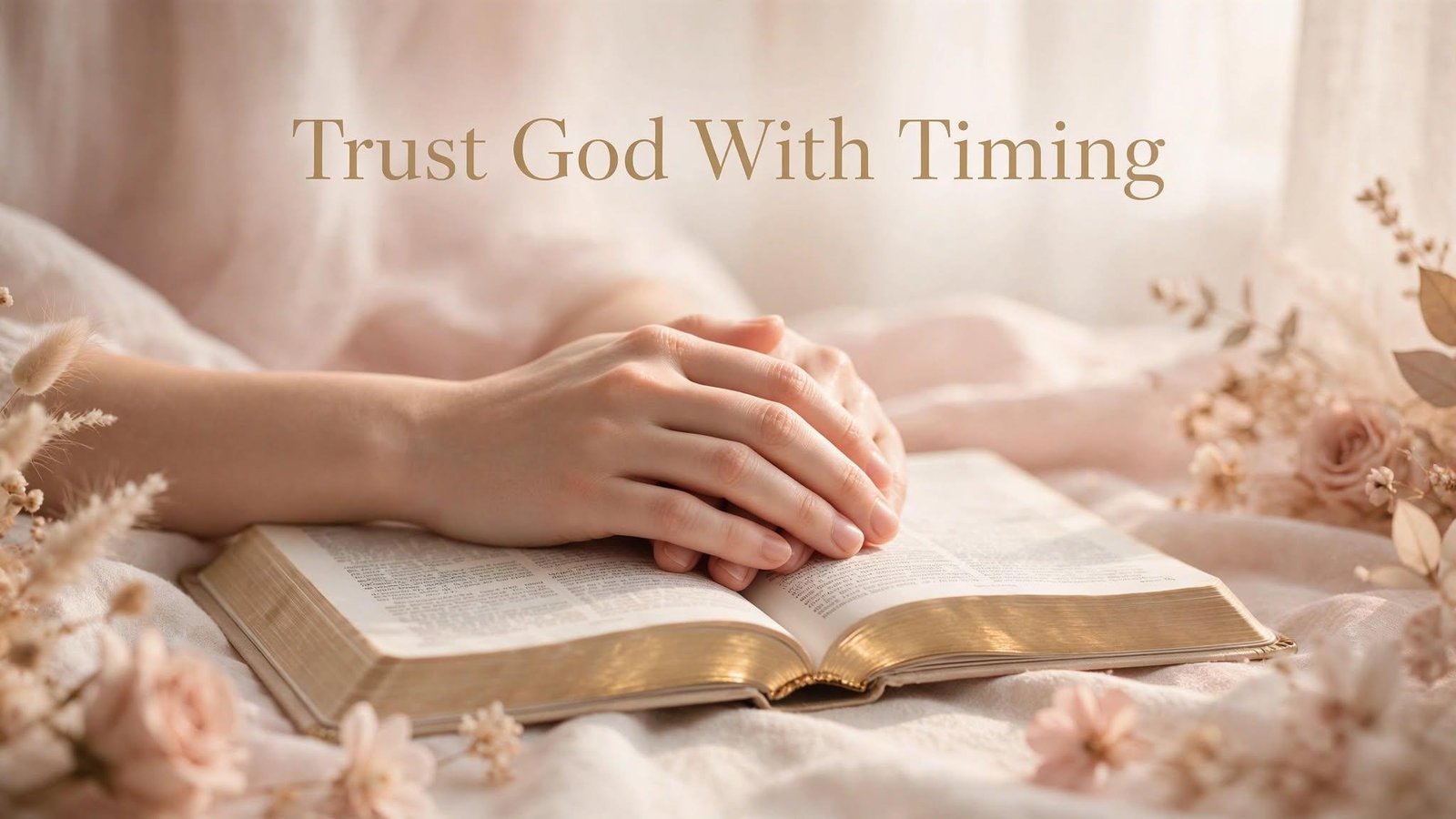 Two hands resting on an open Bible with soft light, a faith-based view of angel number 858 in relationships